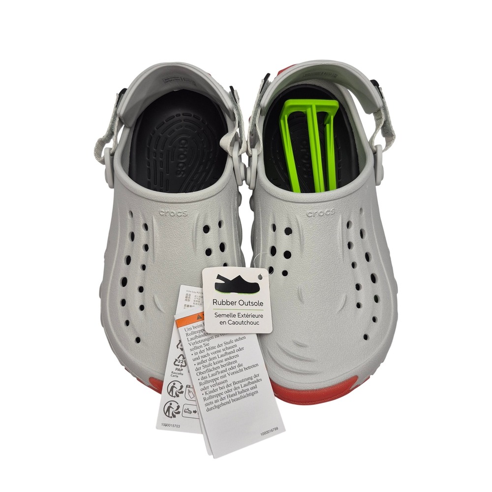 Crocs Echo Icey Ro Clogs Atmosphere Gray & Red Women's Size 8 Shoes Unisex